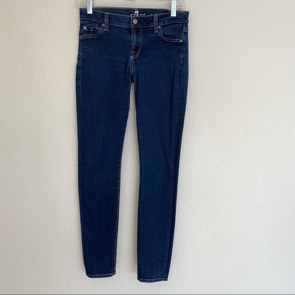 7 FOR ALL MANKIND The Skinny Dark Wash Jeans Denim Size 26 Perfect Fit Style - Picture 15 of 15